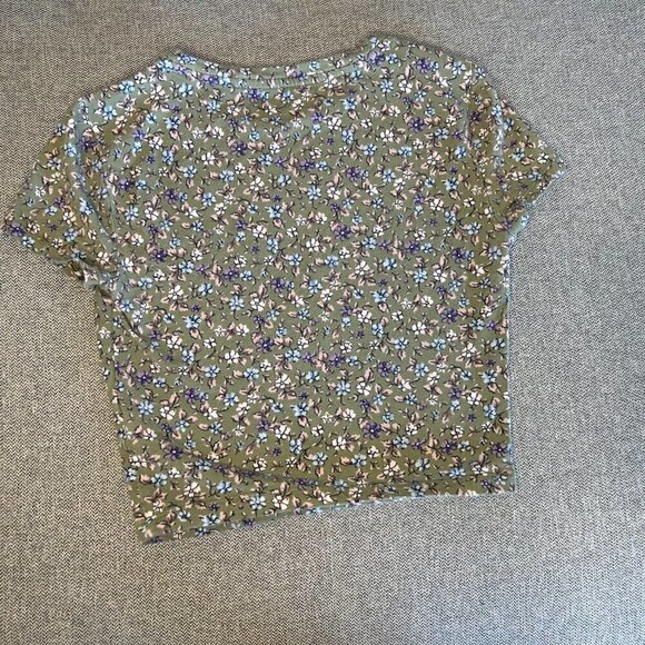 Women's Seriously Soft Baby Tee Green Floral Size XS - Picture 2 of 2